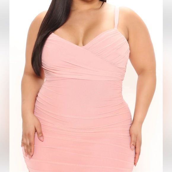 RUCHED bandage midi dress mauve 1x - Picture 6 of 8